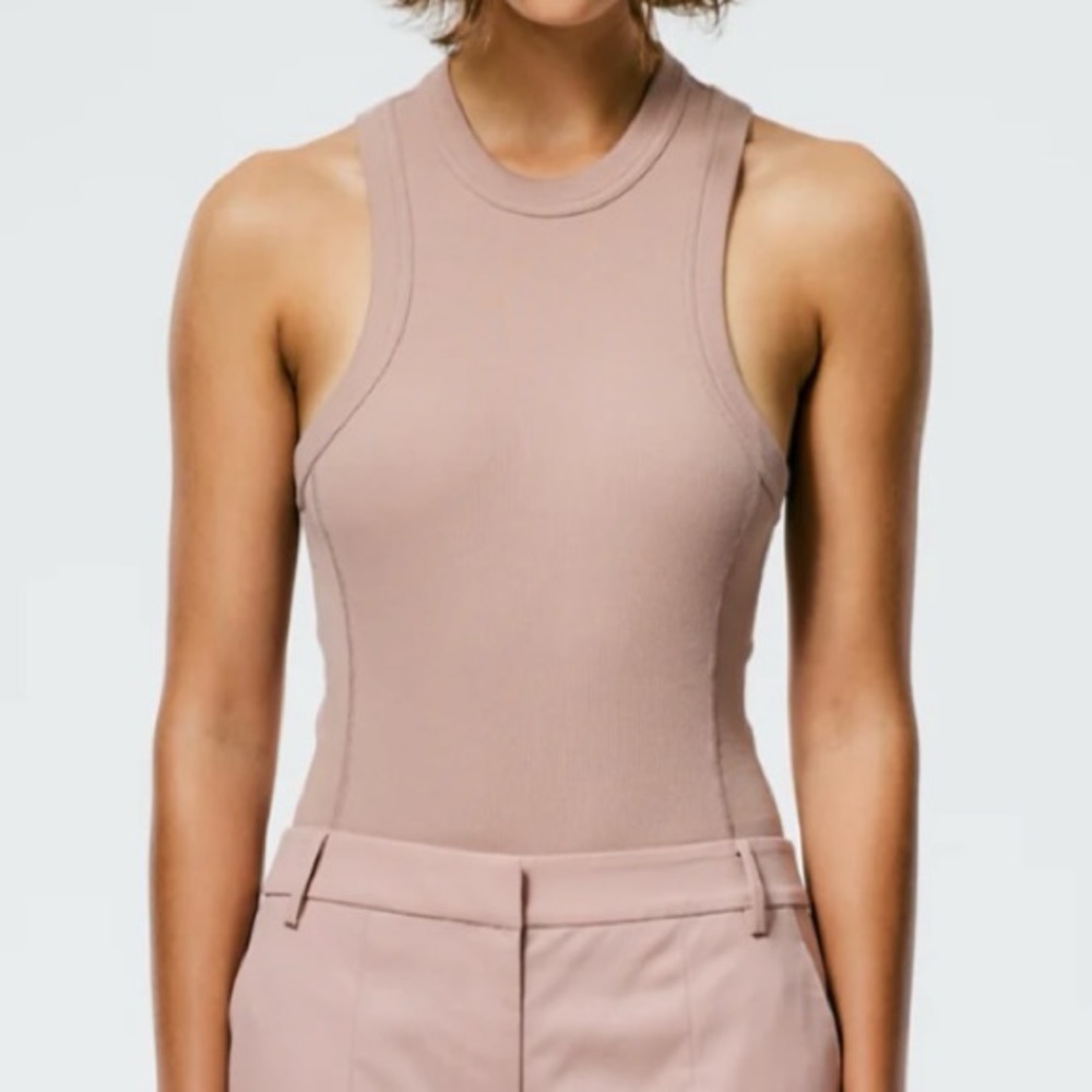 Tibi Ribbed T-Shirt Racerback Bodysuit